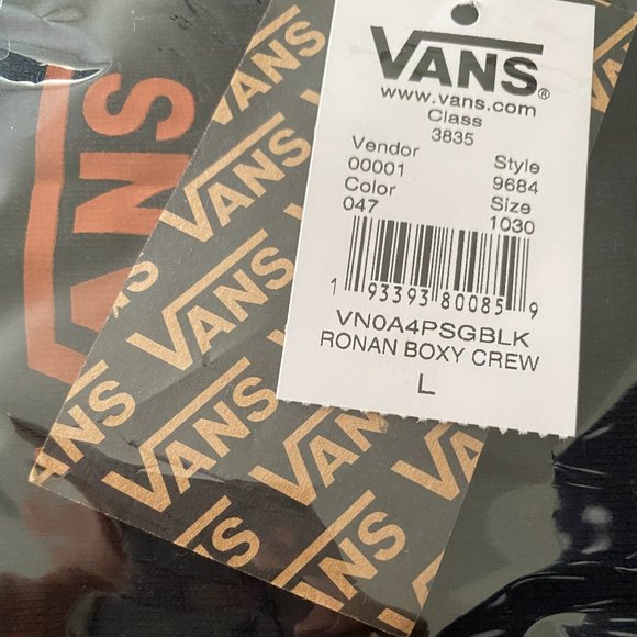 💖MEGA SALE💖Vans Ronal Boxy Crew Black Pullover Black Logo Womens S VN0A4PSGBLK - Picture 3 of 5
